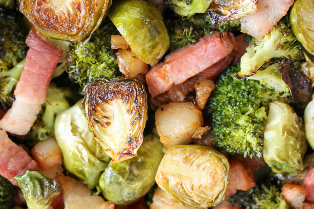 Brussels Sprouts and Broccoli with Bacon