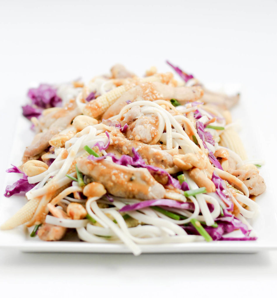 Peanut Sauce Soaked Asian Chicken Noodle Salad by Diverse Dinners