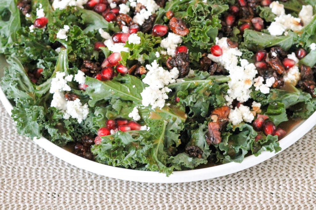 Kale Pomegranate Goat Cheese Salad by Diverse Dinners