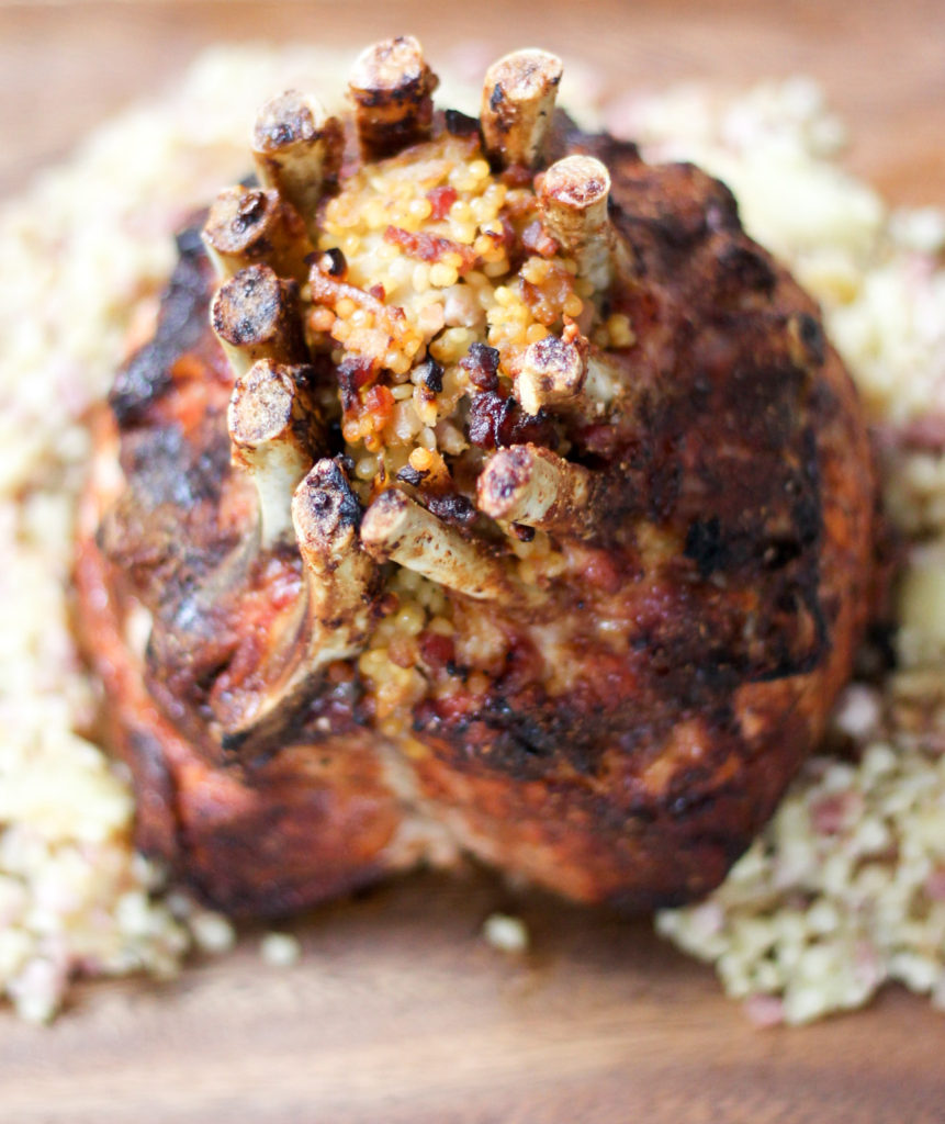 Crown Roast of Pork with Apple Pancetta Couscous by Diverse Dinners