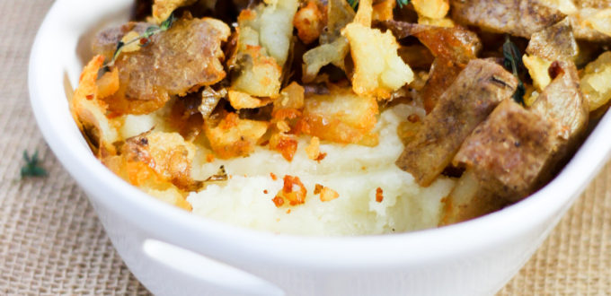 Potato Skin Topped Garlic Mashed Potatoes by Diverse Dinners