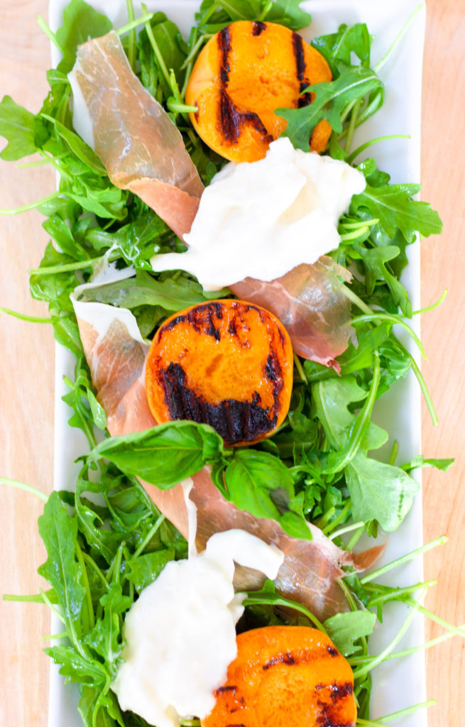 Grilled Apricots and Burrata Salad