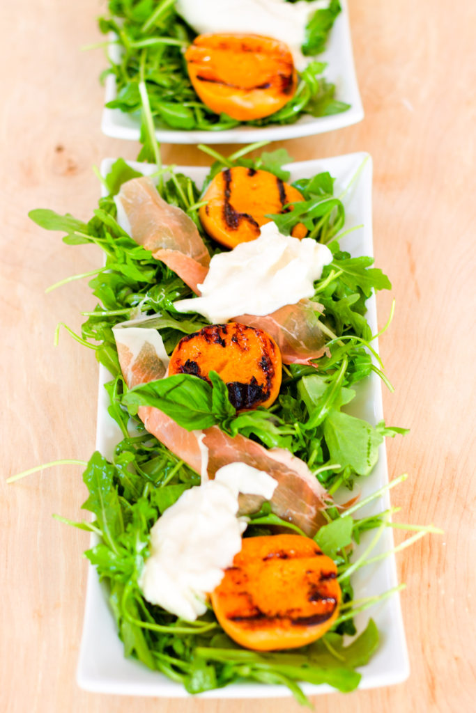 Grilled Apricot and Burrata Salad by Diverse Dinners