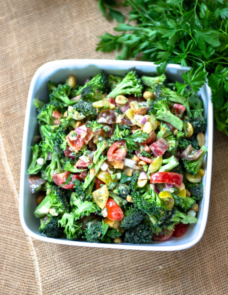 Raw Broccoli Salad with Peanut Dressing by Diverse Dinners