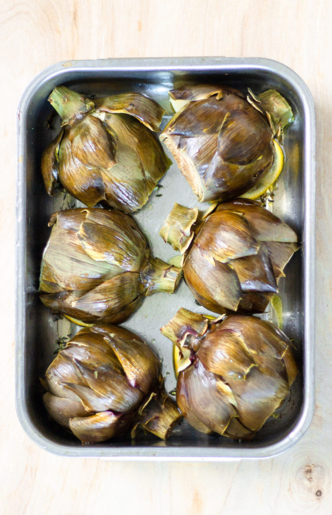 Roasted Lemon Garlic Artichokes by Diverse Dinners
