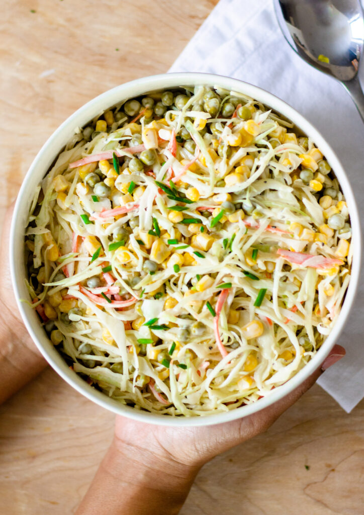 Coleslaw with Corn and Peas by Diverse Dinners