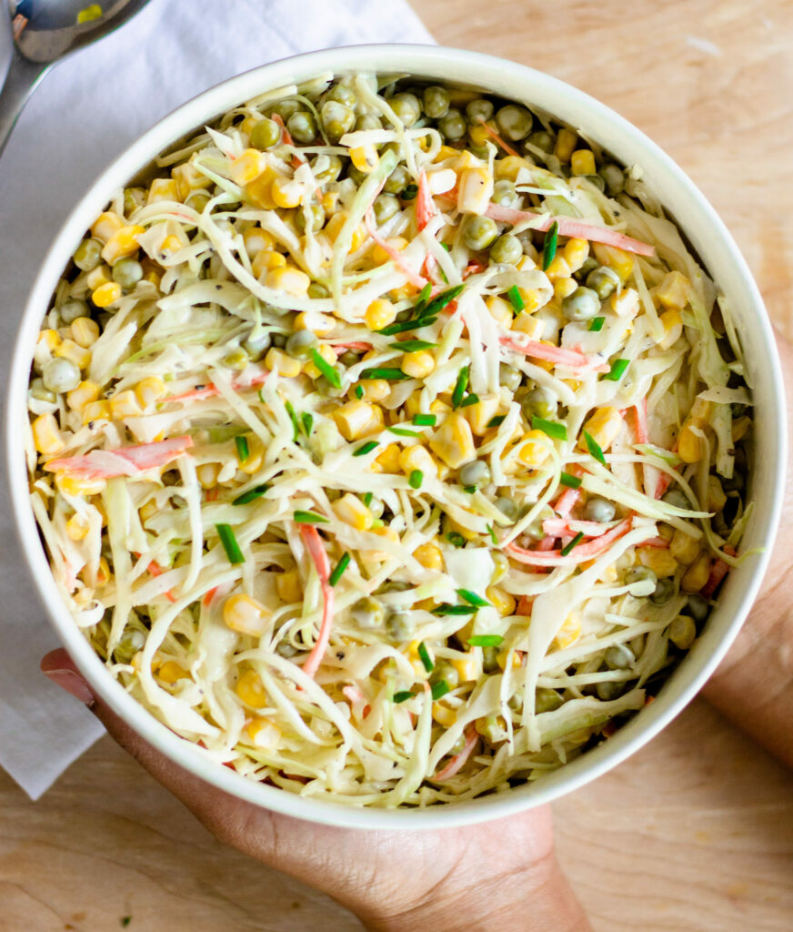 Coleslaw with Corn and Peas by Diverse Dinners