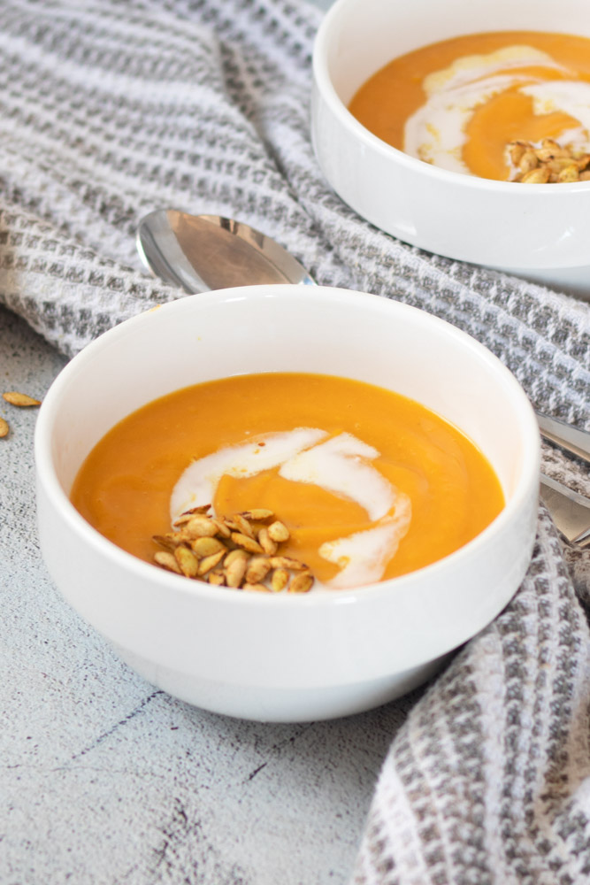 Vegan Roasted Squash Soup by Diverse Dinners