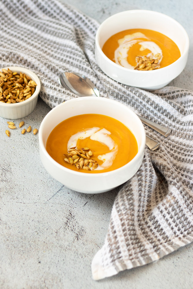 Vegan Roasted Squash Soup by Diverse Dinners