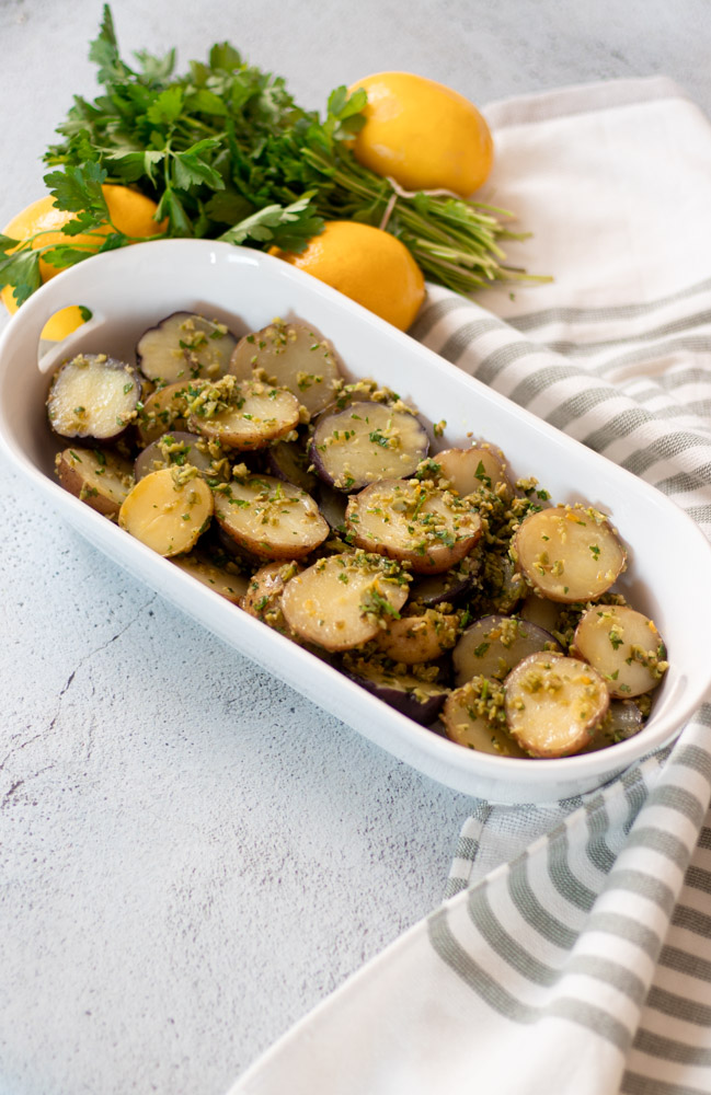 Lemon Olive Creamer Potatoes by Diverse Dinners